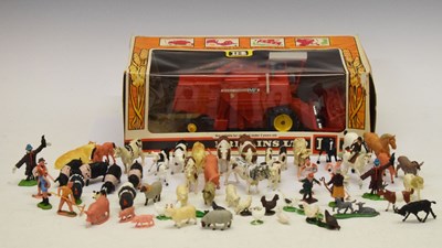 Lot 250 - Britains - Boxed 9570 Massey Ferguson Combine Harvester and loose animals