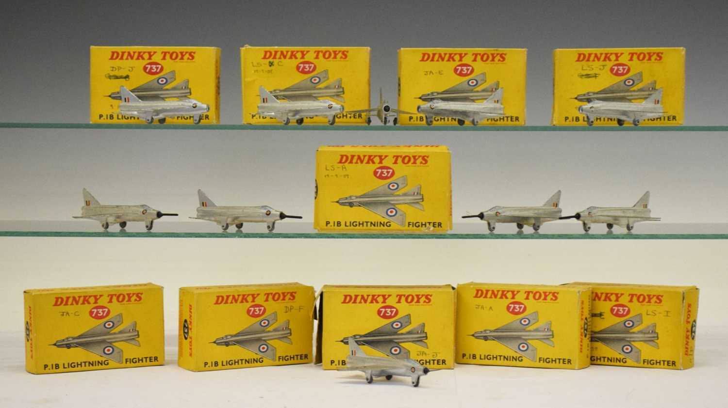 Lot 196 - Dinky Toys - Ten boxed 737 'P.IB Lightning Fighter' diecast model planes