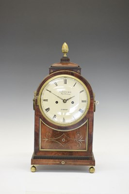 Lot 446 - Regency brass inlaid twin fusee bracket clock