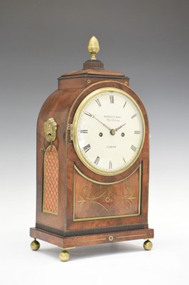 Lot 446 - Regency brass inlaid twin fusee bracket clock