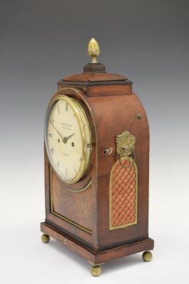 Lot 446 - Regency brass inlaid twin fusee bracket clock