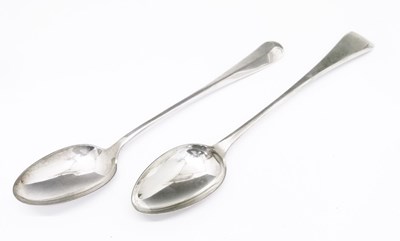 Lot 173 - Two silver plated basting spoons