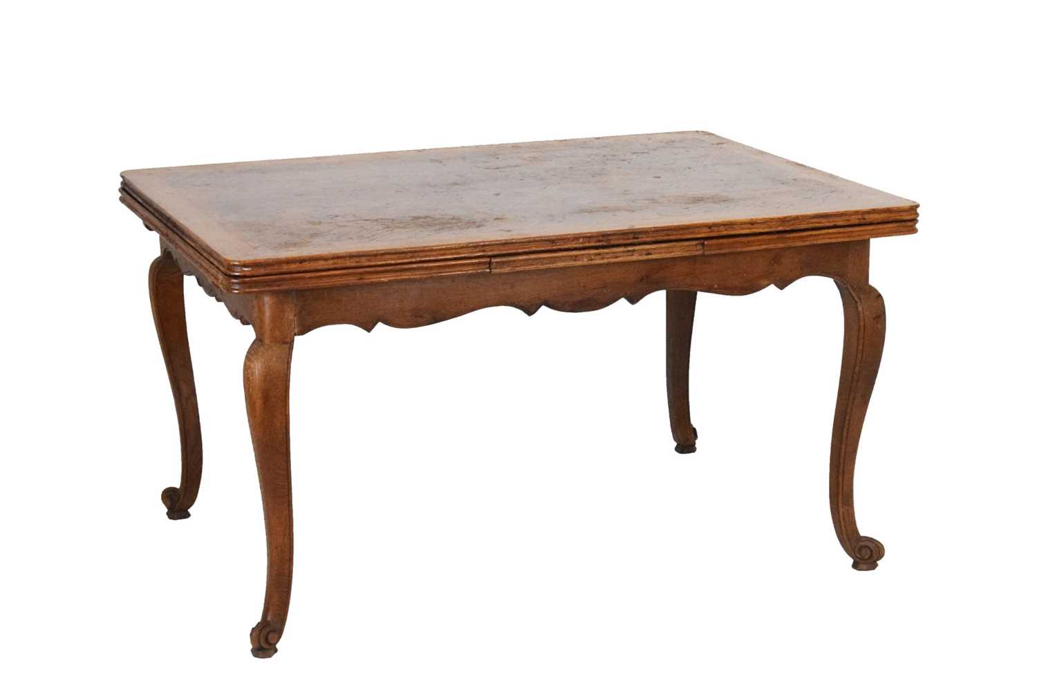 Lot 391 - French oak parquetry draw-leaf table