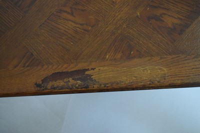 Lot 391 - French oak parquetry draw-leaf table