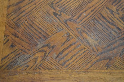 Lot 391 - French oak parquetry draw-leaf table