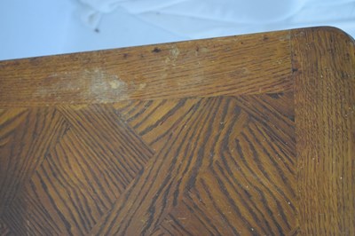 Lot 391 - French oak parquetry draw-leaf table