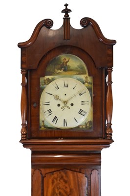 Lot 432 - Mid 19th Century mahogany cased eight-day painted dial longcase clock