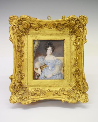 Lot 386 - Good second quarter 19th Century watercolour portrait on ivory