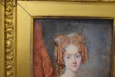 Lot 387 - Mid 19th Century watercolour portrait miniature on ivory