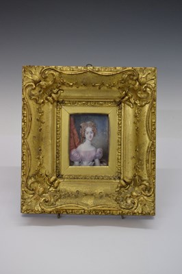 Lot 387 - Mid 19th Century watercolour portrait miniature on ivory