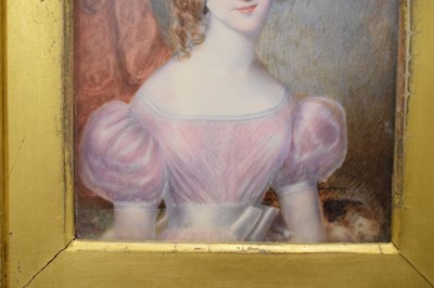 Lot 387 - Mid 19th Century watercolour portrait miniature on ivory