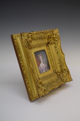 Lot 387 - Mid 19th Century watercolour portrait miniature on ivory