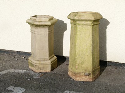 Lot 499 - Two hexagonal composite stone chimney pots