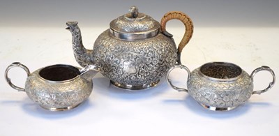 Lot 150 - Late 19th century matched white metal tea set in the Kutch manner