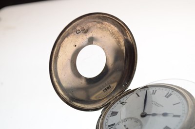 Lot 123 - Silver cased half hunter pocket watch together with a white metal pocket watch