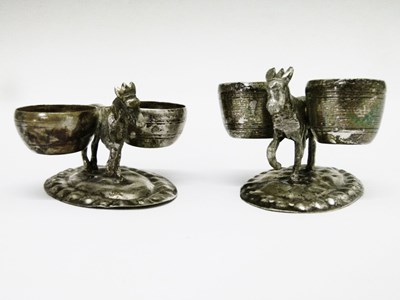 Lot 81 - Pair of 800 standard white metal salts in the form of a mule