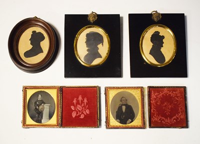 Lot 159 - Two silhouettes and a pair of cabinet photographs