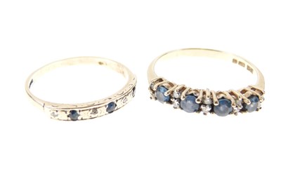 Lot 10 - Two 9ct gold dress rings, each set sapphire and diamonds