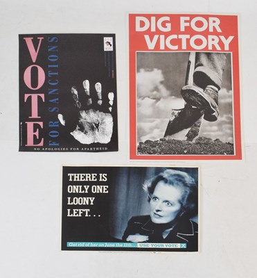 Lot 151 - Two 1980s Red Wedge political posters and a reproduction Dig For Victory poster