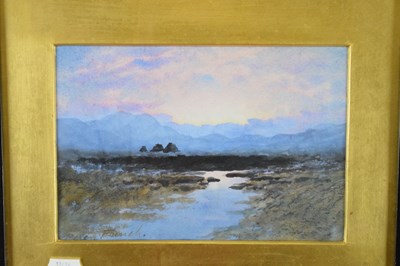 Lot 419 - William Percy French (1854-1920) - Watercolour - Irish landscape with peat workings