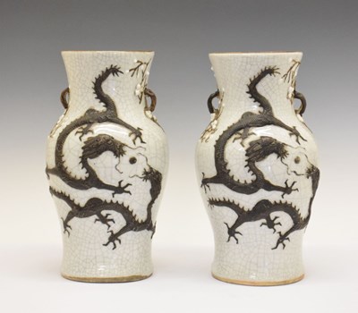 Lot 336 - Pair of Chinese crackleware vases