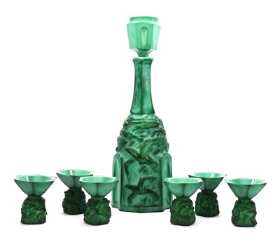 Lot 267 - Schlevogt malachite glass liqueur set