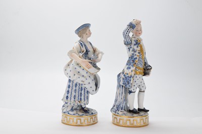 Lot 303 - Pair 19th Century Meissen blue and white figures