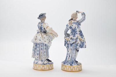 Lot 303 - Pair 19th Century Meissen blue and white figures