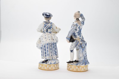 Lot 303 - Pair 19th Century Meissen blue and white figures