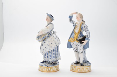 Lot 303 - Pair 19th Century Meissen blue and white figures