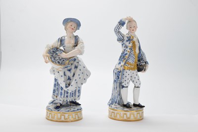 Lot 303 - Pair 19th Century Meissen blue and white figures