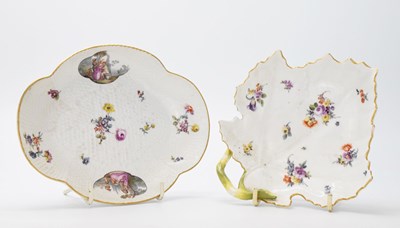 Lot 315 - Meissen leaf dish and cartouche dish
