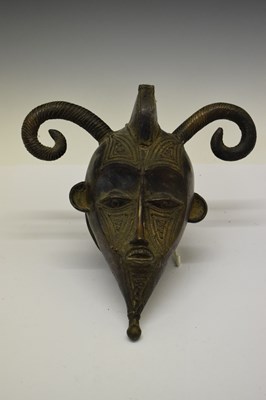 Lot 182 - Ethnographica - African bronze Senufo Kpelie mask, Ivory Coast (Cote d' Ivoire)