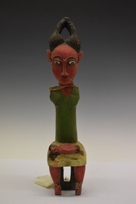 Lot 189 - Ethnographica - African painted wooden 'Tyekpa' maternity figure, Senufo, Ivory Coast