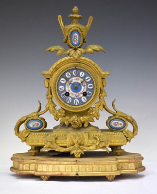 Lot 455 - Mid 19th Century French porcelain-mounted mantel clock