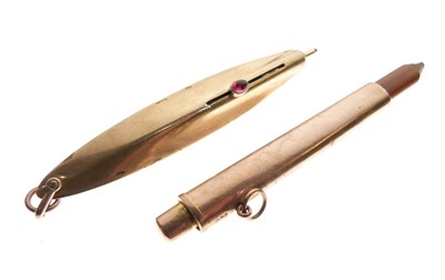 Lot 154 - S.Mordan & Co 9ct gold propelling pencil, plus one other