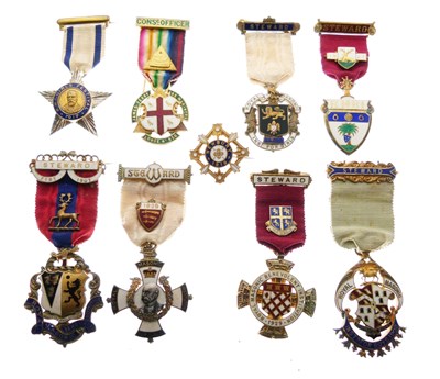 Lot 155 - Quantity of silver and silver gilt Masonic jewels