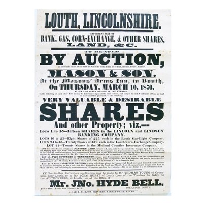 Lot 137 - 1870 Auction Notice