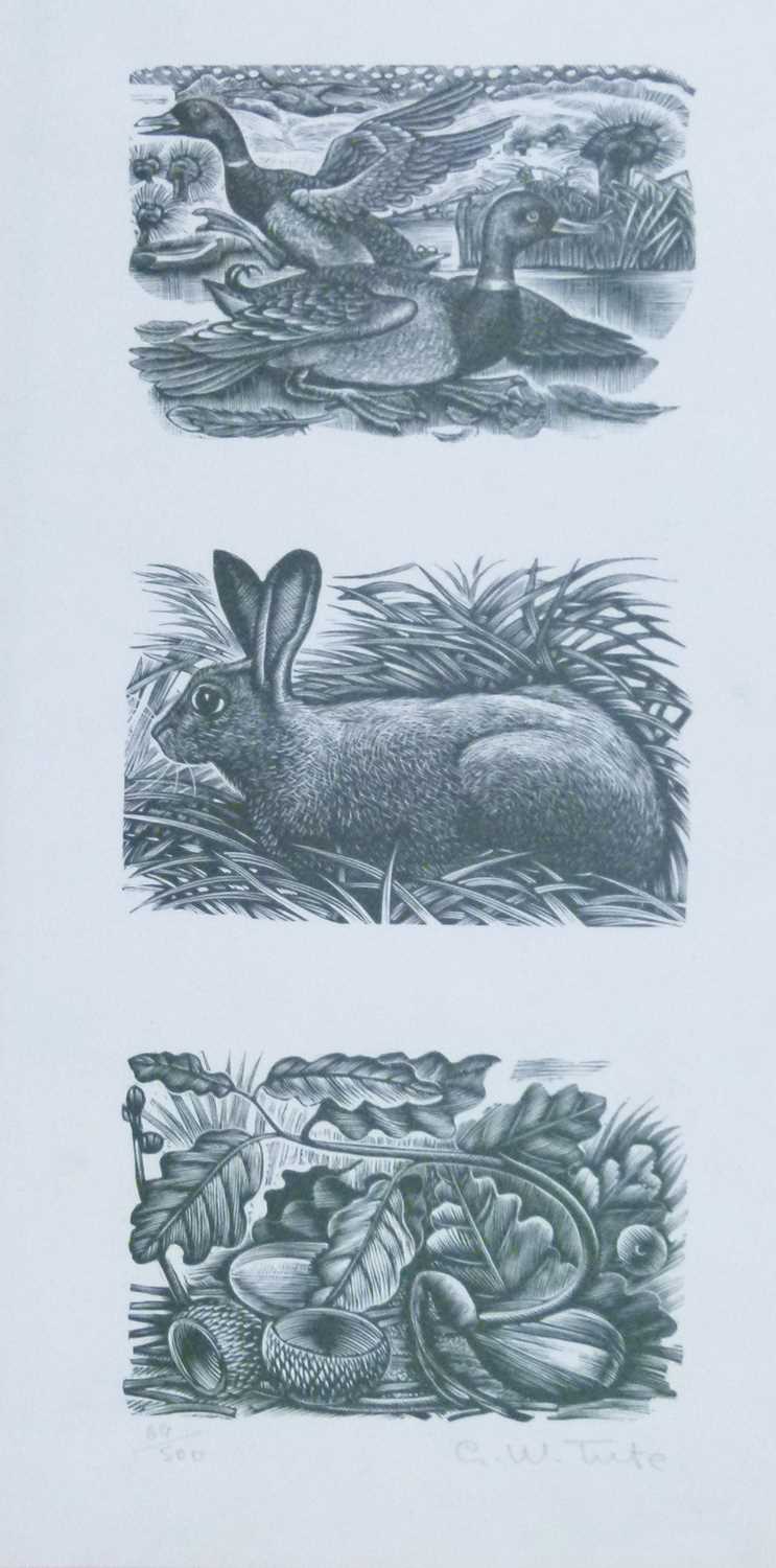 Lot 384 - George Tute (b.1933) - Three woodcuts on one sheet