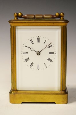 Lot 610 - Late 19th Century French brass carriage clock