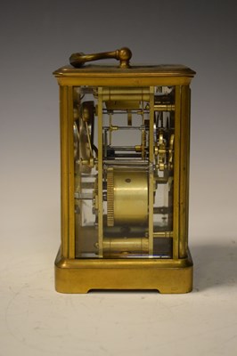 Lot 358 - Late 19th Century French brass carriage clock