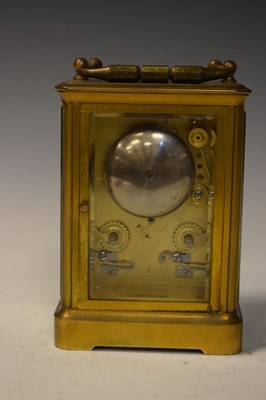 Lot 358 - Late 19th Century French brass carriage clock