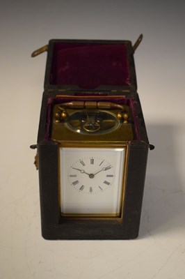 Lot 358 - Late 19th Century French brass carriage clock