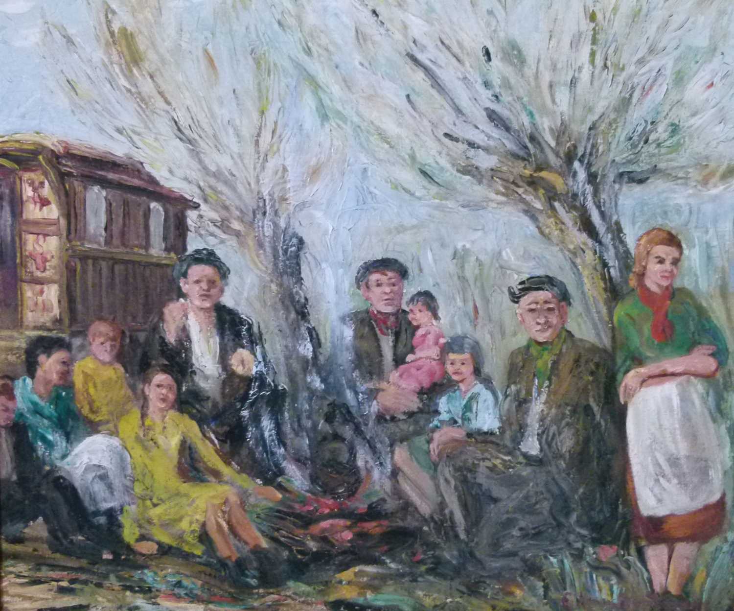 Lot 402 - Elfrida Llewellyn-Davies (1891-1958) - Oil on canvas - ‘The Gypsy Camp’