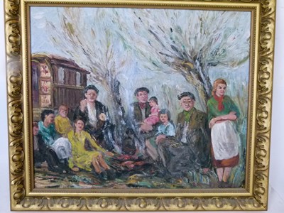 Lot 402 - Elfrida Llewellyn-Davies (1891-1958) - Oil on canvas - ‘The Gypsy Camp’