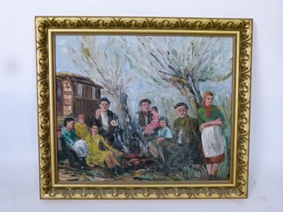 Lot 402 - Elfrida Llewellyn-Davies (1891-1958) - Oil on canvas - ‘The Gypsy Camp’
