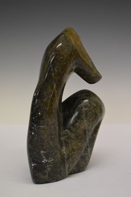Lot 191 - Brian Lock - Serpentine abstract sculpture and late 20th Century brick vase
