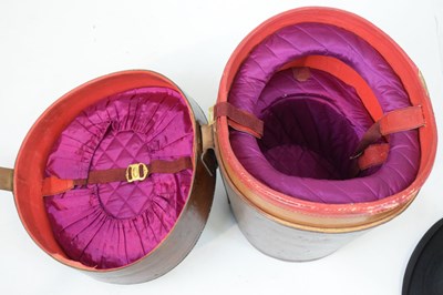 Lot 169 - Leather hatbox with two top hats