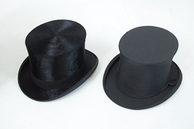 Lot 169 - Leather hatbox with two top hats