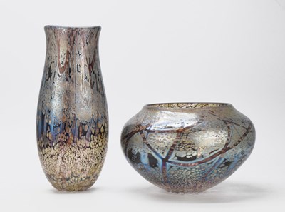 Lot 477 - Norman Stuart Clarke - Two 'Winterwood' studio glass vases